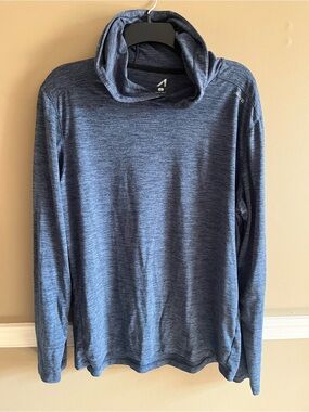 Men's Heather Navy Performance Hooded Long Sleeve Shirt
